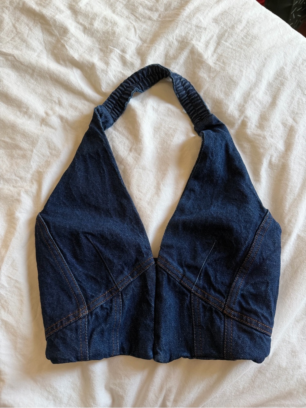 ZARA Denim Halter Crop Top